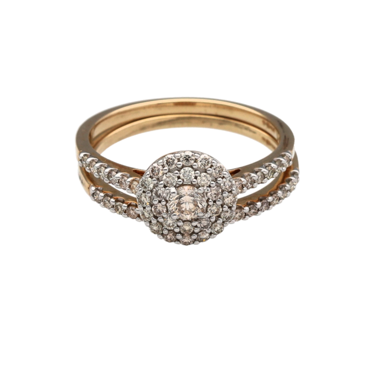 New 9ct Gold & Diamond Set Double Halo Wedding Band Set