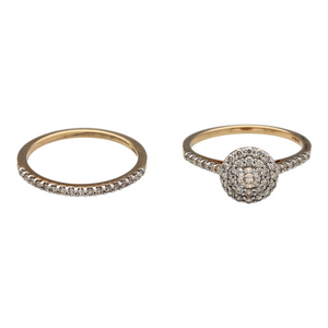 New 9ct Gold & Diamond Set Double Halo Wedding Band Set