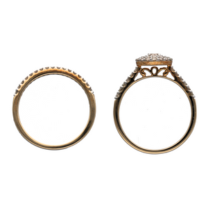 New 9ct Gold & Diamond Set Double Halo Wedding Band Set