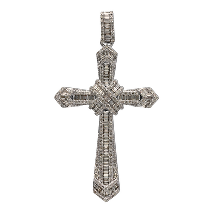 New 9ct White Gold & Diamond Set Fancy Cross Pendant