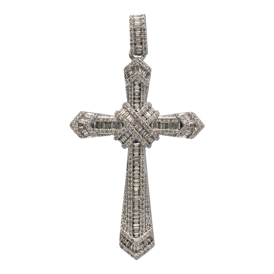 New 9ct White Gold & Diamond Set Fancy Cross Pendant