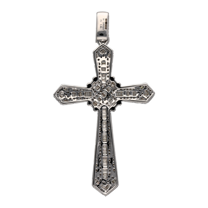 New 9ct White Gold & Diamond Set Fancy Cross Pendant