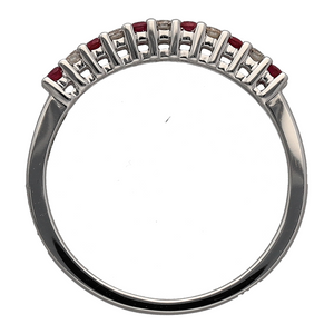 New 9ct White Gold Diamond & Ruby Set Band Ring