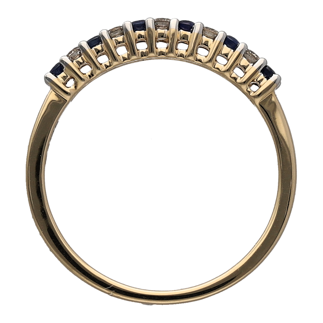 New 9ct Gold Diamond & Sapphire Set Band Ring