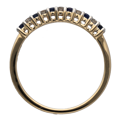 New 9ct Gold Diamond & Sapphire Set Band Ring