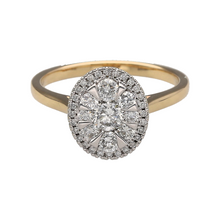 Load image into Gallery viewer, New 9ct Gold &amp; Diamond Set Oval Halo Cluster Ring
