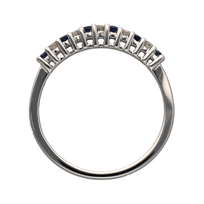 New 9ct White Gold Diamond & Sapphire Set Band Ring