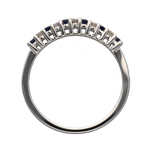 New 9ct White Gold Diamond & Sapphire Set Band Ring