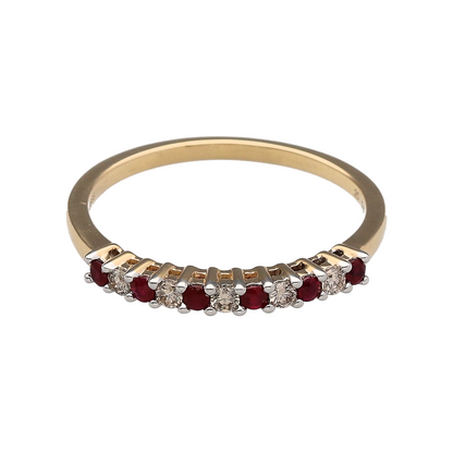 New 9ct Gold Diamond & Ruby Set Band Ring