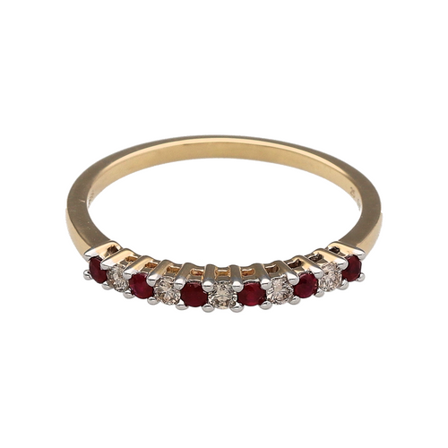 New 9ct Gold Diamond & Ruby Set Band Ring