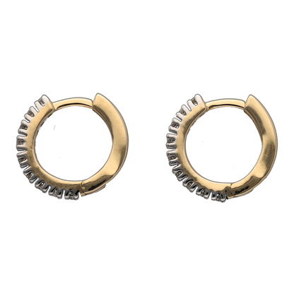 New 9ct Gold & Diamond Set Small Hoop Earrings