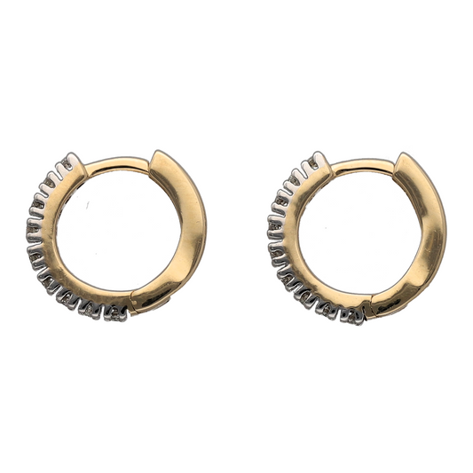 New 9ct Gold & Diamond Set Small Hoop Earrings