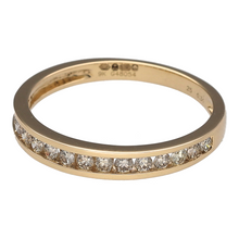 Load image into Gallery viewer, Bring refined sparkle and golden elegance to your collection with this new 9ct yellow gold diamond band ring—a timeless design with subtle brilliance.

Design: The ring features a 3mm wide band set with approximately 0.34ct of diamonds along the front, offering understated sparkle and sophistication.
Material: Made from 9-carat yellow gold, the polished finish complements the brilliance of the diamonds and adds classic appeal.
 

