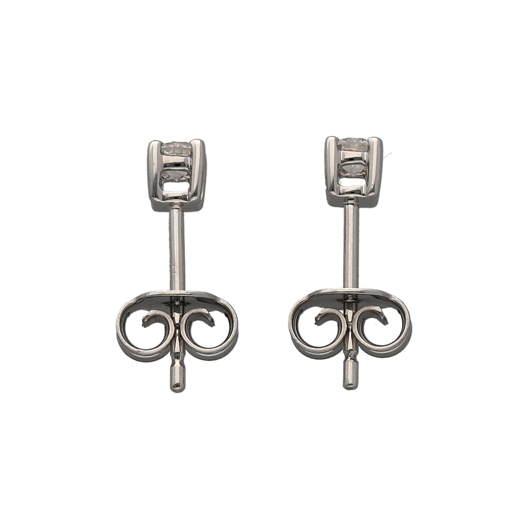 New 9ct White Gold & Diamond Set Stud Earrings