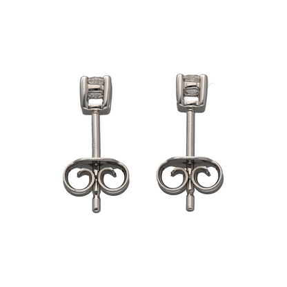 New 9ct White Gold & Diamond Set Stud Earrings