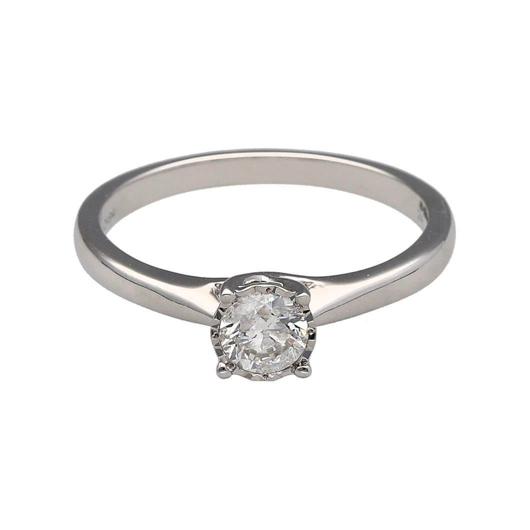 New 9ct White Gold & Diamond Set Solitaire Ring