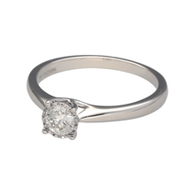 Load image into Gallery viewer, New 9ct White Gold &amp; Diamond Set Solitaire Ring in size O. The ring contains a real natural diamond which is 0.40ct but looks like 0.75ct due to the white gold setting. The diamond is approximate clarity Si and colour G - H
