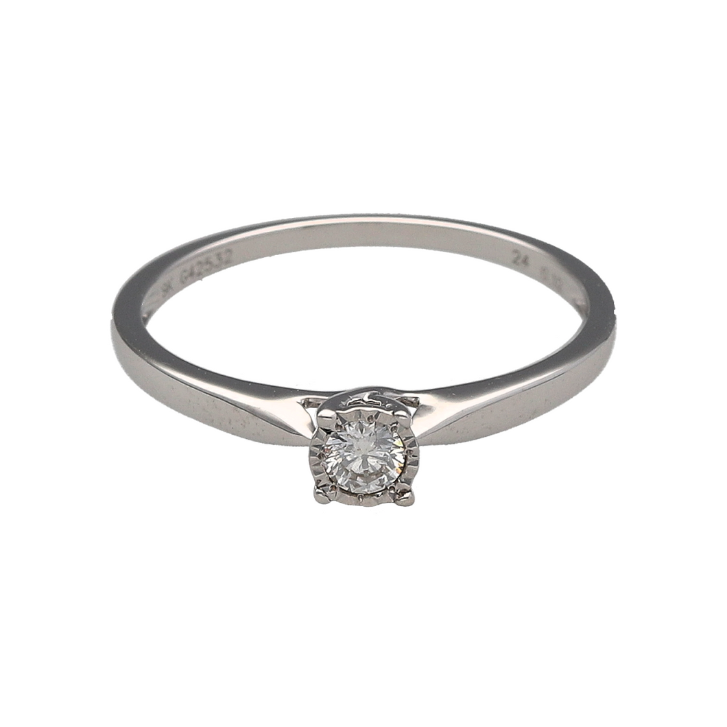 New 9ct White Gold & Diamond Set Solitaire Ring