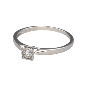 New 9ct White Gold & Diamond Set Solitaire Ring in size N. The ring contains a real natural diamond which is 0.12ct but looks like 0.25ct due to the setting. The diamond is approximate clarity Si and colour G - H