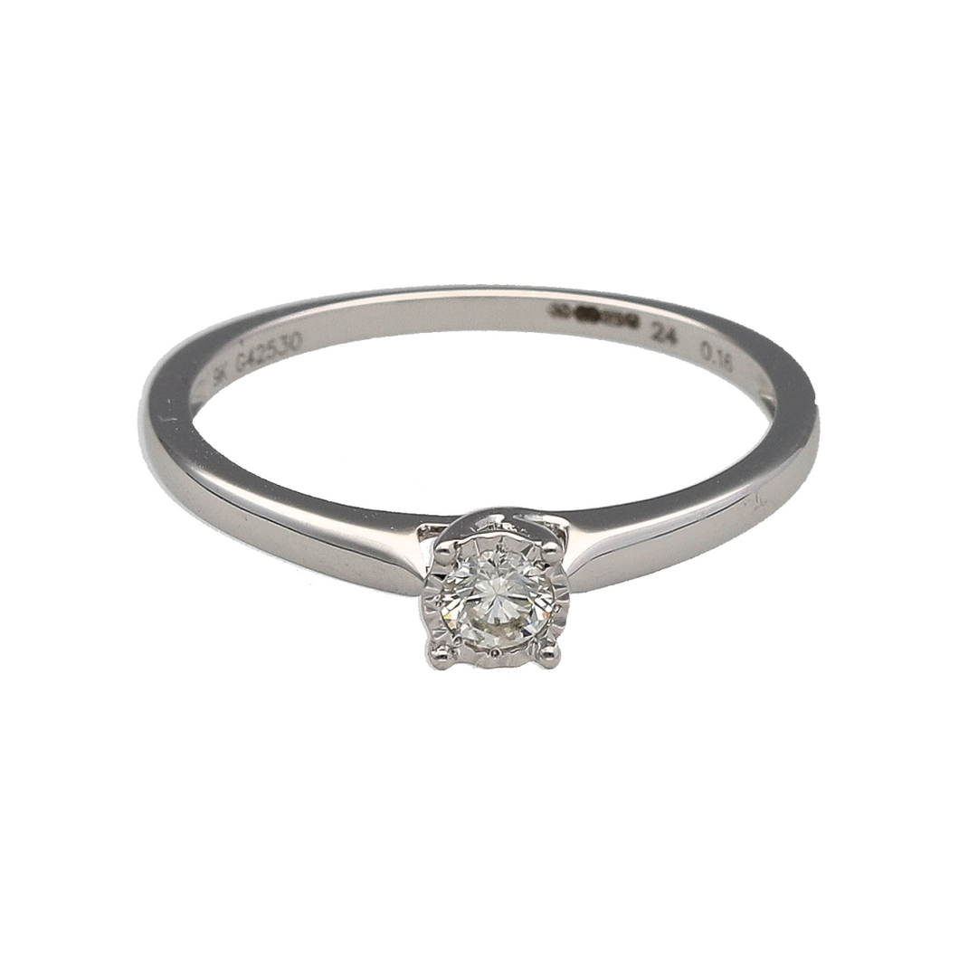 New 9ct White Gold & Diamond Set Solitaire Ring