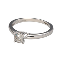 Load image into Gallery viewer, New 9ct White Gold &amp; Diamond Set Solitaire Ring in size N. The ring contains a real natural diamond which is 0.25ct but looks like 0.50ct due to the setting. The diamond is approximate clarity Si and colour G - H

