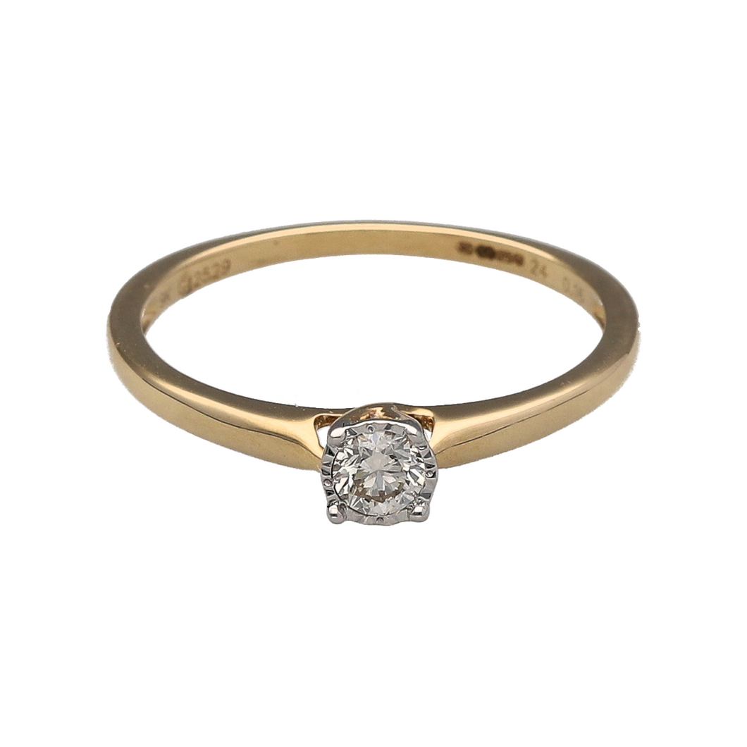 New 9ct Gold & Diamond Set Solitaire Ring