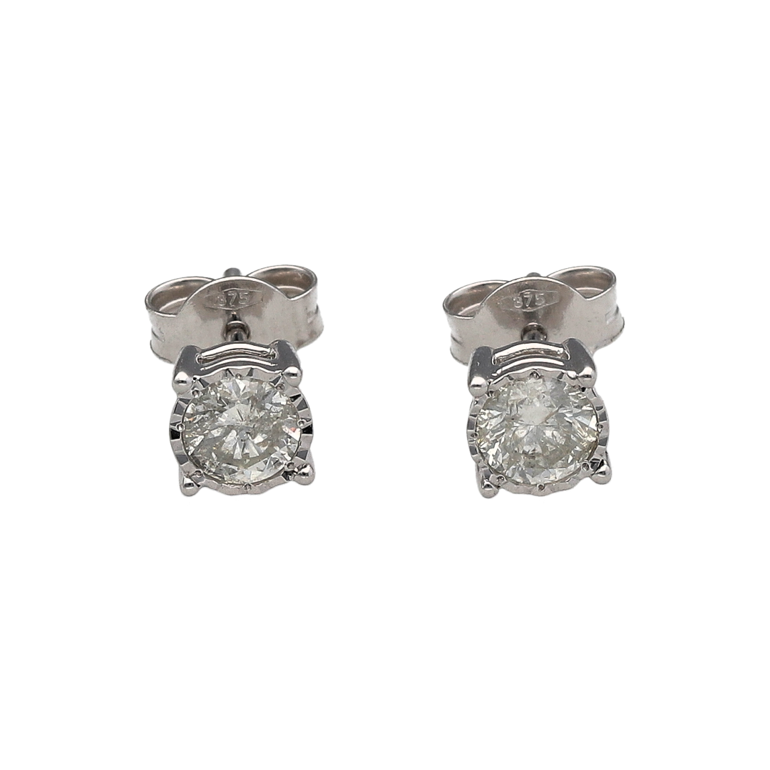 New 9ct Yellow Gold & Diamond Set Stud Earrings. The earrings contain real natural diamonds which are 0.79ct but look like 1.50ct in the total set of earrings. The diamonds are each approximate clarity Si and colour G - H
