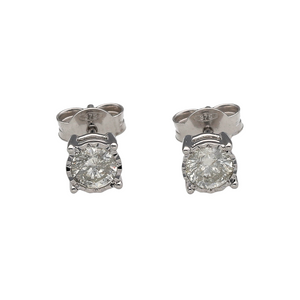 New 9ct Yellow Gold & Diamond Set Stud Earrings. The earrings contain real natural diamonds which are 0.79ct but look like 1.50ct in the total set of earrings. The diamonds are each approximate clarity Si and colour G - H