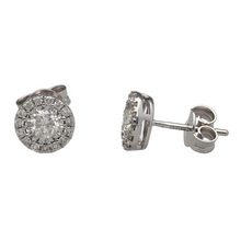 Load image into Gallery viewer, New 9ct White Gold &amp; Diamond Halo Set Stud Earrings
