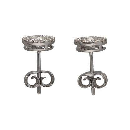 New 9ct White Gold & Diamond Halo Set Stud Earrings
