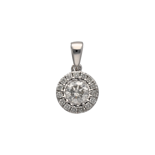 New 9ct White Gold & Diamond Halo Set Pendant
