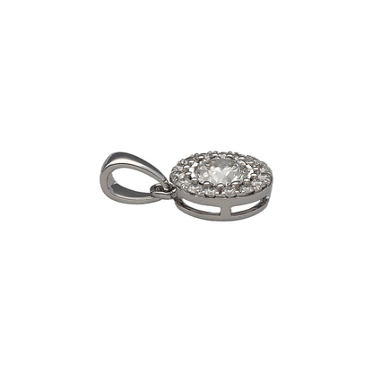 New 9ct White Gold & Diamond Halo Set Pendant