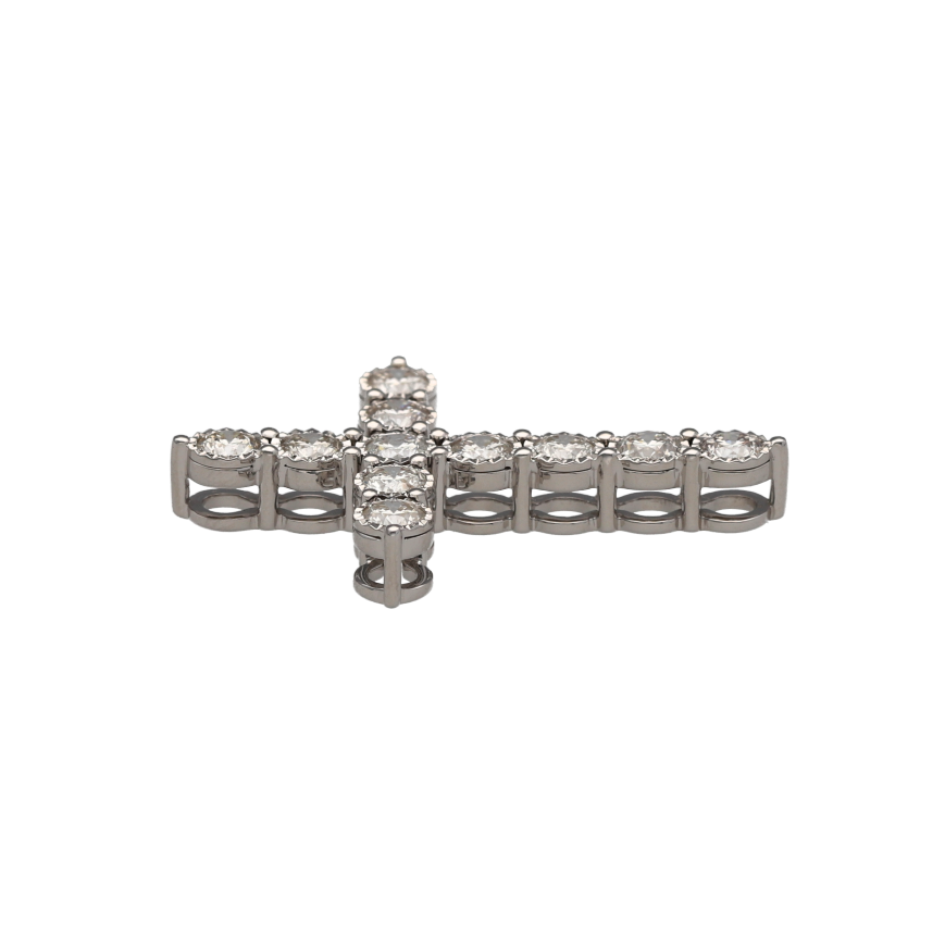New 9ct White Gold & Diamond Set Cross Pendant
