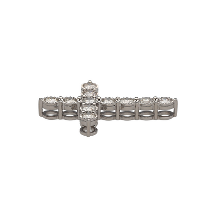New 9ct White Gold & Diamond Set Cross Pendant