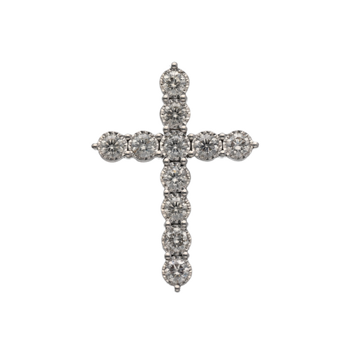 New 9ct White Gold & Diamond Set Cross Pendant