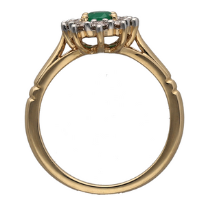 New 9ct Gold Diamond & Emerald Set Cluster Ring