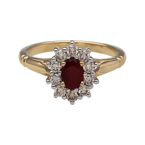 New 9ct Gold Diamond & Ruby Set Cluster Ring