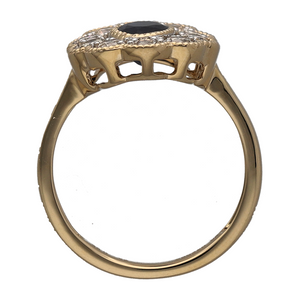 New 9ct Gold Diamond & Sapphire Set Cluster Ring