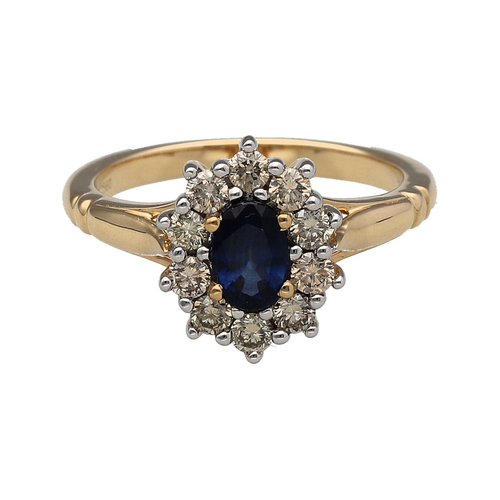 New 9ct Gold Diamond & Sapphire Set Cluster Ring