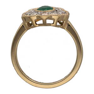 New 9ct Gold Diamond & Emerald Set Cluster Ring