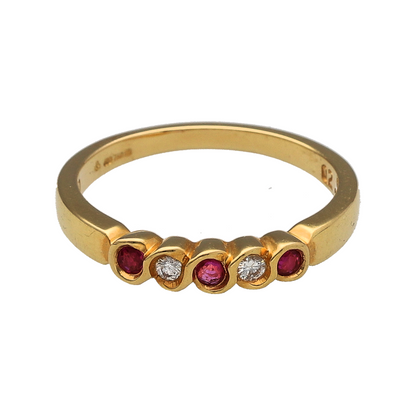 New 18ct Gold Diamond & Ruby Set Band Ring