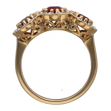 Load image into Gallery viewer, New 9ct Gold 0.85ct Diamond &amp; Ruby Set Trilogy Cluster Ring
