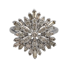 Load image into Gallery viewer, New 9ct White Gold &amp; 1.03ct Diamond Set Snowflake Cluster Ring
