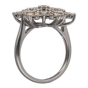 New 9ct White Gold & 1.03ct Diamond Set Snowflake Cluster Ring