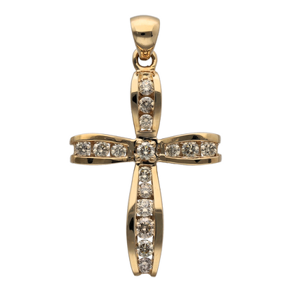New 9ct Gold & 1ct Diamond Set Cross Pendant