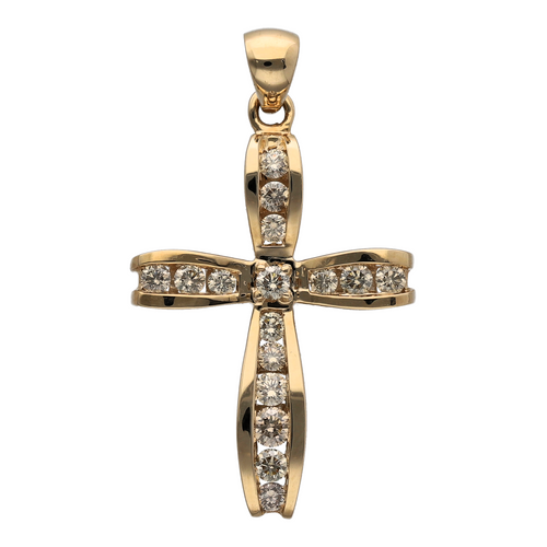 New 9ct Gold & 1ct Diamond Set Cross Pendant