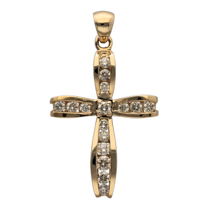 New 9ct Gold & 1ct Diamond Set Cross Pendant