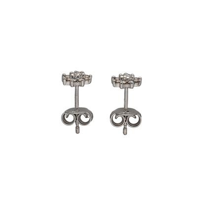 New 9ct White Gold & 0.25ct Diamond Set Cluster Stud Earrings