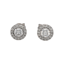 Load image into Gallery viewer, New 9ct White Gold &amp; Diamond Set Halo Stud Earrings with the weight 1.80 grams
