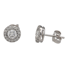 Load image into Gallery viewer, New 9ct White Gold &amp; Diamond Set Halo Stud Earrings
